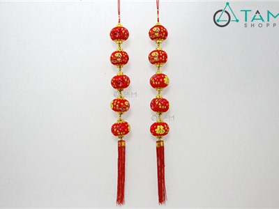 Dây treo tết đèn lồng vải nhung số 37 (110cm)